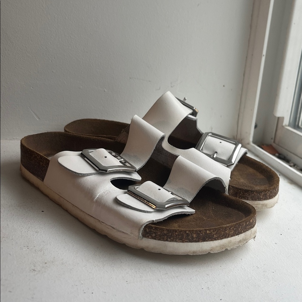 Steve Madden White Slide Sandals